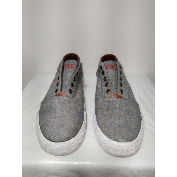 POLO Deck Vito Chambray and Leather Laceless Shoes 9.5 - Picture 2 of 12